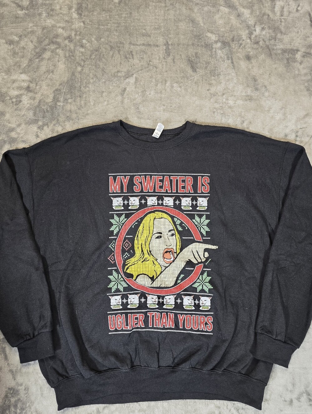 Christmas Meme Crewneck Size XL Black Ugly Xmas Sweater